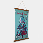 Gelukkige Nieuwjaar Kerstboom Hangend Wandkleed (Gebogen)