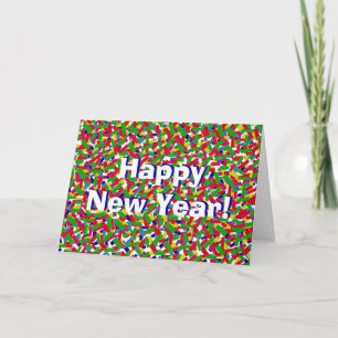 Gelukkige Nieuwjaar van veelkleurige Confettien Feestdagen Kaart