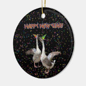 Gelukkige Nieuwjaarsganzen Keramisch Ornament (Links)