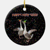 Gelukkige Nieuwjaarsganzen Keramisch Ornament (Achterkant)