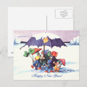 Gelukkige nieuwjaarskabouters feestdagenkaart (Voorkant / Achterkant)
