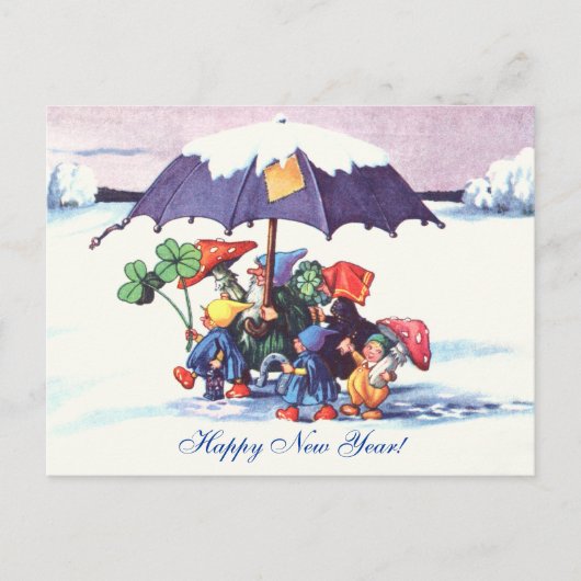 Gelukkige nieuwjaarskabouters feestdagenkaart (Voorkant)