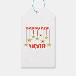 Gelukkige nieuwjaarssterren cadeaulabel