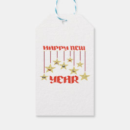 Gelukkige nieuwjaarssterren cadeaulabel
