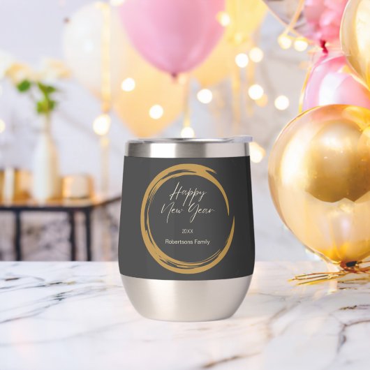 Gelukkige Nieuwjaarstekst gouden vlek ring donkerg (Vrijgezellenfeest)