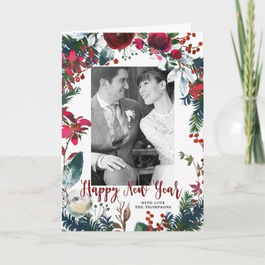 Gelukkige nieuwjaarsvakantie fotokaart feestdagen kaart (Voorkant)
