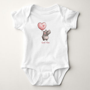 Gelukkige Nijlpaard Goede Vibes Hart Ballon Romper