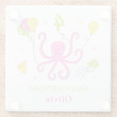 Gelukkige Octopus Verjaardag Glazen Onderzetter (Achterkant)