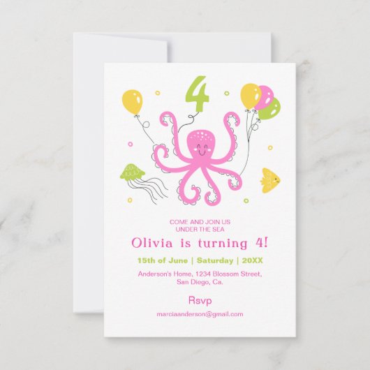 Gelukkige Octopus Verjaardag Kaart (Voorkant)