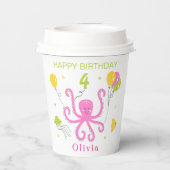 Gelukkige Octopus Verjaardag Papieren Bekers (Achterkant)