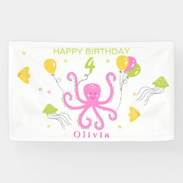 Gelukkige Octopus Verjaardag Spandoek