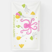 Gelukkige Octopus Verjaardag Spandoek (Verticaal)