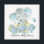 Gelukkige Olifant Baby Jongens Douche Favor Magneet<br><div class="desc">Leuke gelukkige olifantenmagneet voor een jongens baby shower. Wijzig de achtergrond door te klikken op aanpassen & gebruik onze kleurkiezer!. Overeenkomende objecten beschikbaar in onze winkel.</div>