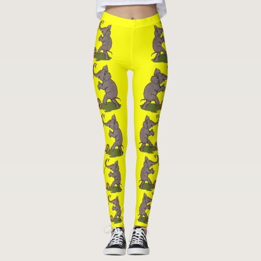 gelukkige olifant die met touw en bal speelt leggings (Voorkant)