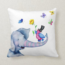 Gelukkige olifant met vogels en vlinders