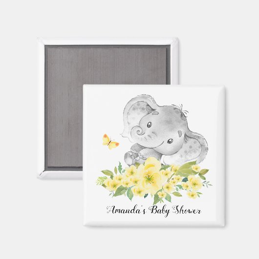 Gelukkige Olifant Neutrale Douche Favor Magneet (Voorkant / Achterkant)