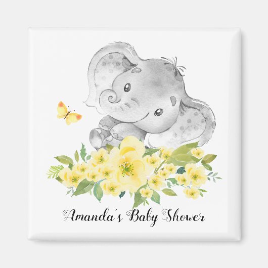 Gelukkige Olifant Neutrale Douche Favor Magneet (Voorkant)