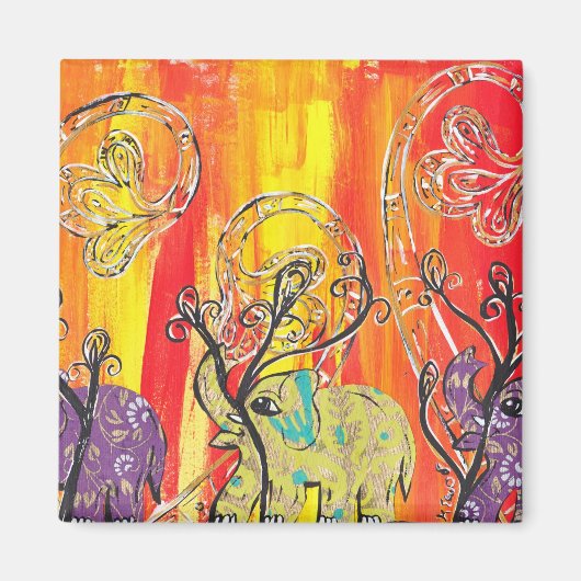 Gelukkige olifant parade magneet (Voorkant)