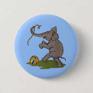 gelukkige olifant speelt met touw en bal ronde button 5,7 cm