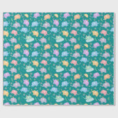 Gelukkige Olifant Tuin Feest met Paraplu Bloemen Cadeaupapier (Vlak)