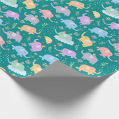 Gelukkige Olifant Tuin Feest met Paraplu Bloemen Cadeaupapier (Hoek)