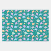 Gelukkige Olifant Tuin Feest met Paraplu Bloemen Inpakpapier Vel (Voorkant)