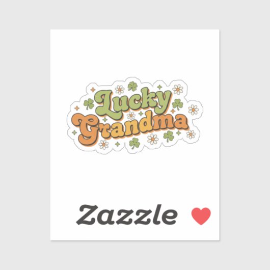 Gelukkige oma retro 70s groovy script bloem  sticker (Vel)
