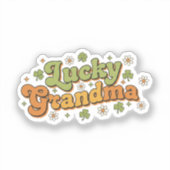 Gelukkige oma retro 70s groovy script bloem  sticker (Voorkant)