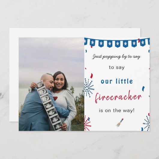 Gelukkige onafhankelijkheid 4 juli baby zwangersch aankondiging (Voorkant / Achterkant)