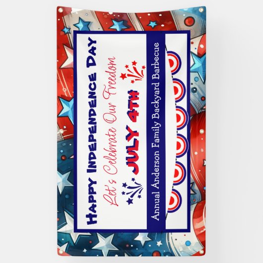 Gelukkige Onafhankelijkheidsdag | 4 juli Spandoek (Verticaal)