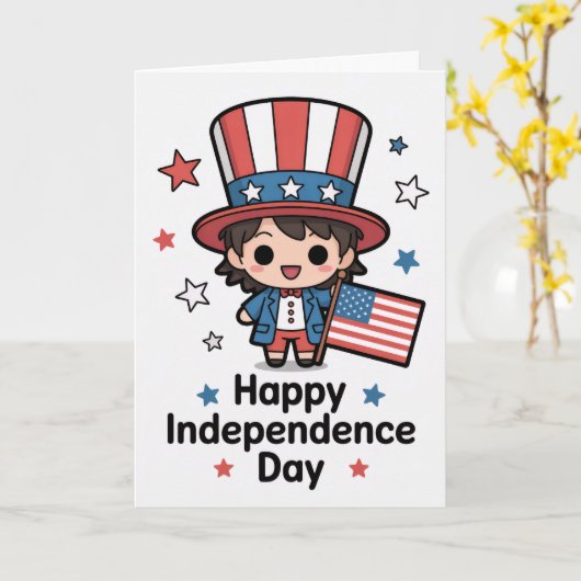 Gelukkige Onafhankelijkheidsdag Chibi Kaart (Gele Bloem)