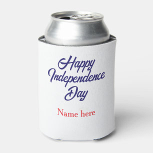 gelukkige onafhankelijkheidsdag rood blauw naam am blikjeskoeler