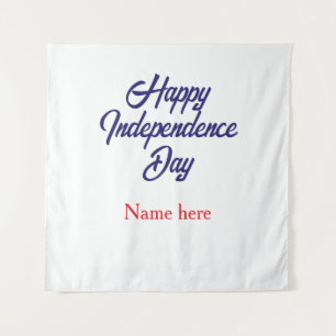 gelukkige onafhankelijkheidsdag rood blauw naam am wandkleed