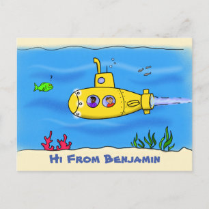 Gelukkige onderzeeboot cartoon briefkaart