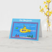 Gelukkige onderzeeboot cartoon kaart (Gele Bloem)