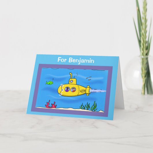 Gelukkige onderzeeboot cartoon kaart (Voorkant)