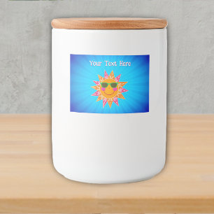 Gelukkige Oranje Zon Abstracte Stralen Zonnebril B Voedselcontainer Etiket