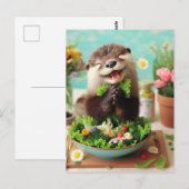 Gelukkige otter die een salade maakt briefkaart (Voorkant / Achterkant)