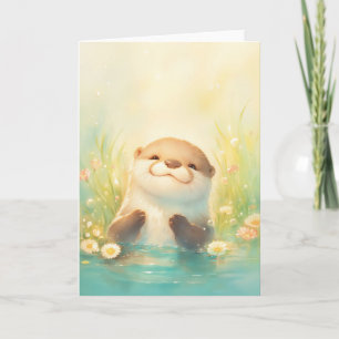 Gelukkige Otter in een Rustige Water Scène Kaart
