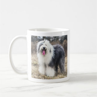 Gelukkige Oude Engelse Herdershond Fluffy Portret  Koffiemok