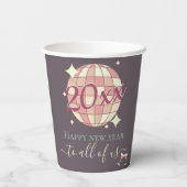 Gelukkige oudejaarsavond jaar 2025 dinerfeest deco papieren bekers (Achterkant)