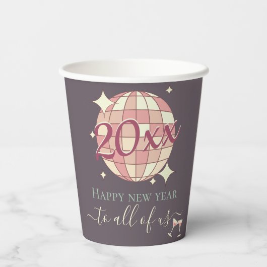 Gelukkige oudejaarsavond jaar 2025 dinerfeest deco papieren bekers (Achterkant)