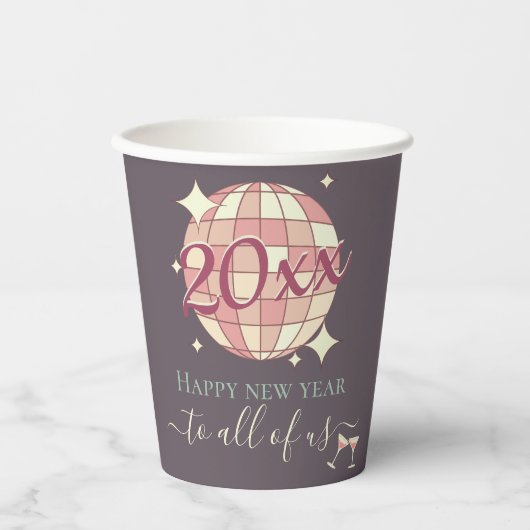 Gelukkige oudejaarsavond jaar 2025 dinerfeest deco papieren bekers (Voorkant)