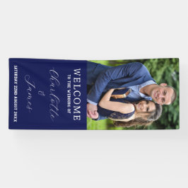 Gelukkige paar foto | Blue Wedding Welcome Banner