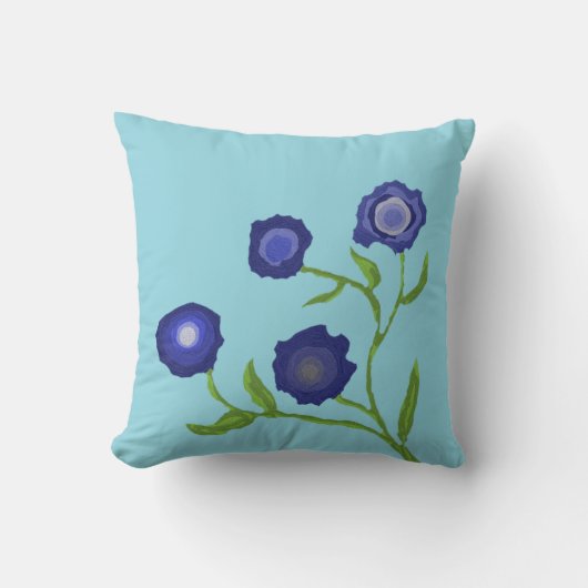 Gelukkige paarse en rode papaver kussen (Voorkant)