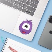 Gelukkige Paarse Snotter Sticker (Laptop met iPhone)