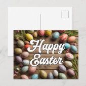 Gelukkige Paasbloemen & Eieren Collage Briefkaart (Voorkant / Achterkant)