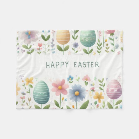 Gelukkige paasbloesems fleece deken (Voorkant (Horizontaal))