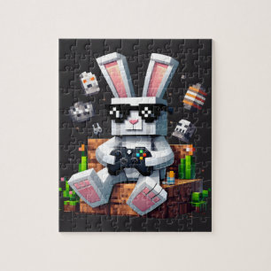 Gelukkige Paasdag Bunny Egg Video Gamer Paasdag Legpuzzel