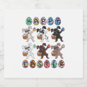 Gelukkige Paasdag Dabbing Konijnen Eieren Peuter J Sparkling Wijnetiket (Enkel label)